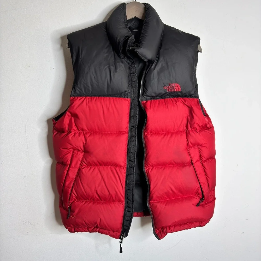 The North Face Red Black Men's 1996 Retro Nuptse 700 Down Filled Vest Size S‎
